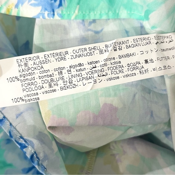 NEW ZARA Floral Off Shoulder Sweetheart Neck‎ Puff Short Sleeve Cotton Dress XS - Picture 10 of 10